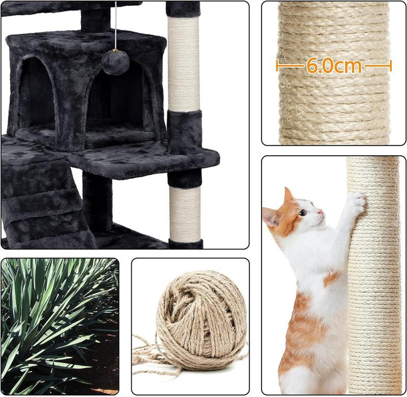 Deluxe 54-Inch Cat Tree Tower - Multi-Level Activity Center with Scratching Posts, Cozy Condo, and Fun Toys for Happy Kittens