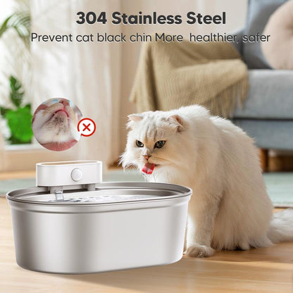 Uahpet Wireless Stainless Steel Pet Water Fountain - Quiet, Dishwasher Safe Dispenser for Cats and Dogs