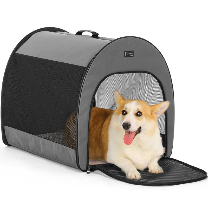 Escape-Proof Portable Dog Crate - Collapsible Soft-Sided Kennel with Arch Design