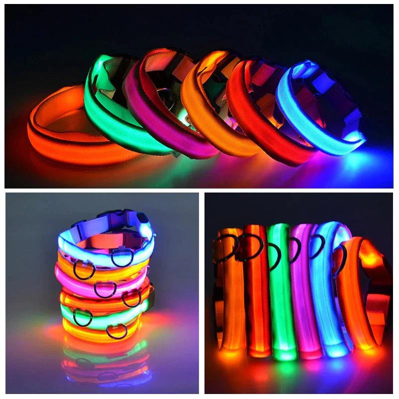 GlowSafe LED Adjustable Dog Collar - Waterproof Blinking Light for Pet Safety