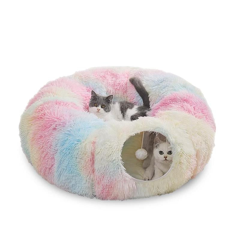 Cozy Full Moon Shaped Pet Bed & Summer Cat Tunnel - Plush Playground for Dogs & Cats, Perfect Holiday Gift!