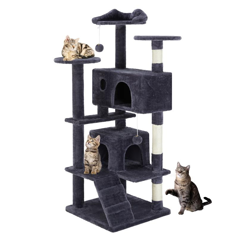 Deluxe 54-Inch Cat Tree Tower - Multi-Level Activity Center with Scratching Posts, Cozy Condo, and Fun Toys for Happy Kittens