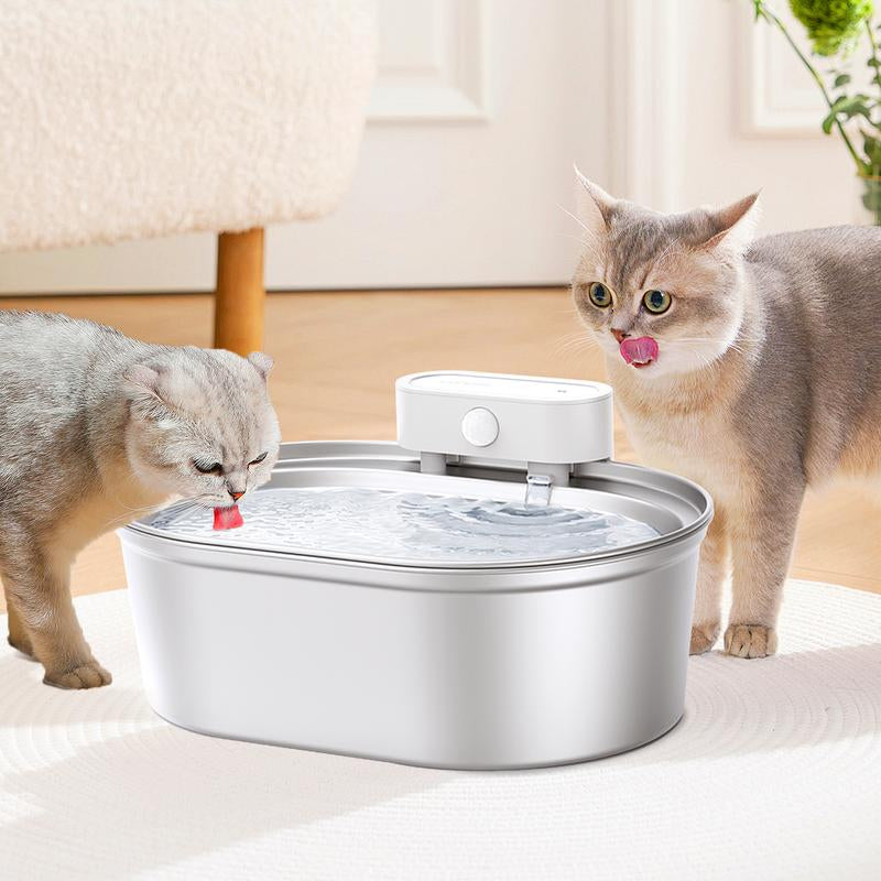 Uahpet Wireless Stainless Steel Pet Water Fountain - Quiet, Dishwasher Safe Dispenser for Cats and Dogs