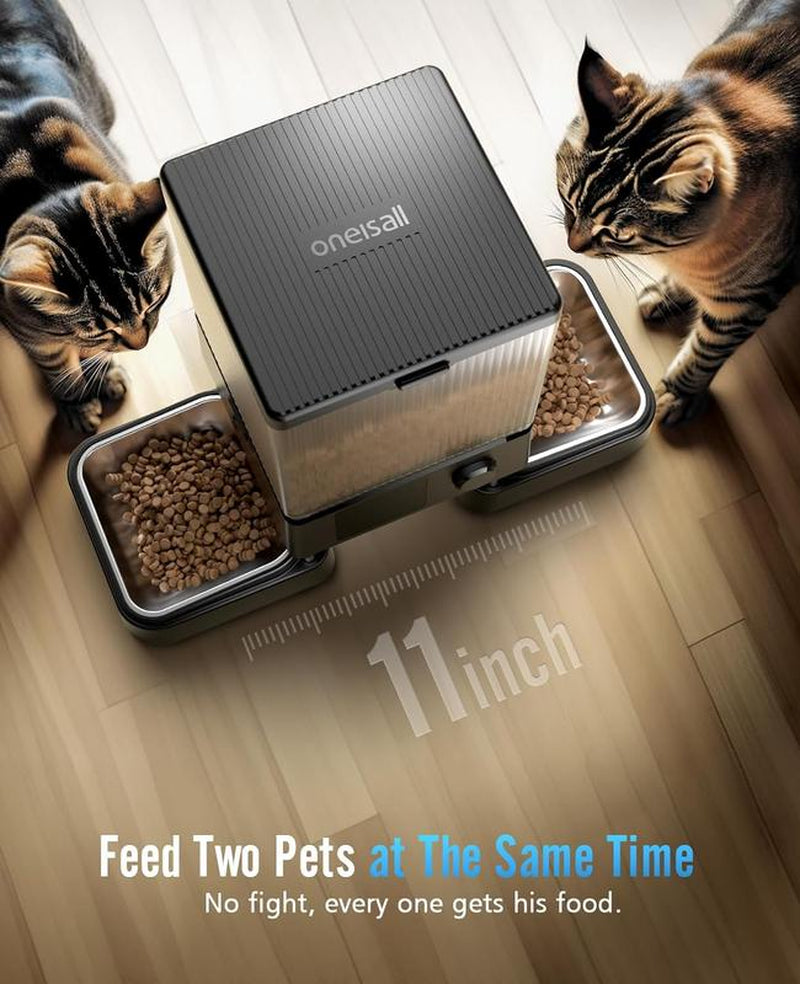 Oneisall Smart Automatic Cat Feeder with 5G WiFi - Perfect for 2 Cats, Dogs & Small Pets, 20 Cups/5L Timed Food Dispenser with APP Control